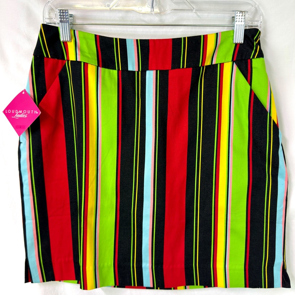 LOUDMOUTH Golf NEW Women's Skort Colorful Striped Hot Dog Print Size 4 US Tennis